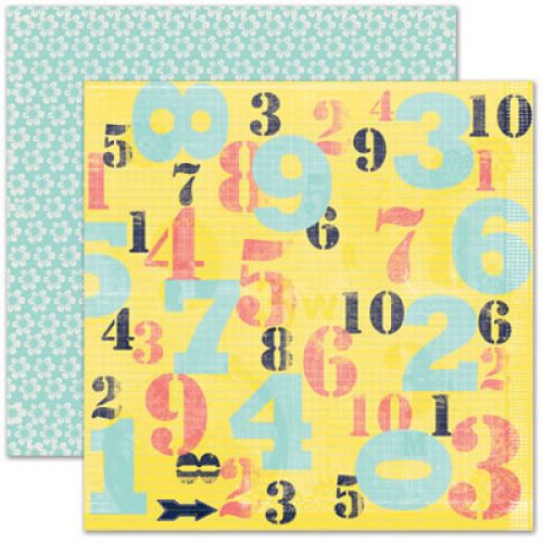 Pink Paislee - House of Three - Daily Junque - Numbers 12 x 12 Double Sided Pattern Paper