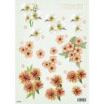3D Die-Cut Decoupage Sheet 8.3"X11.69" - Polka Dot Flowers Trillium & Orange