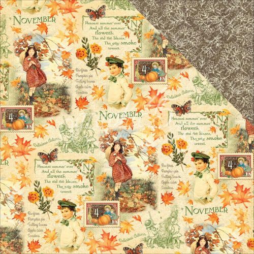 Graphic 45 - Children's Hour Collection - Double-Sided Cardstock 12"X12" - November Montage