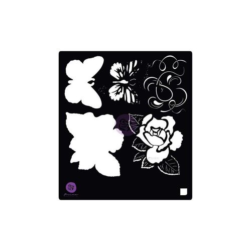 Prima Marketing Inc - Tales Of You & Me Collection - Stencil 6"X6" - Flowers & Butterfly