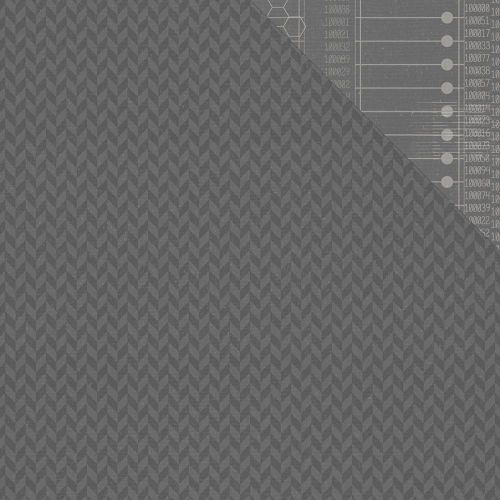 Simple Stories - So Rad - 12 x 12 Double Sided Paper - Grey Chevron/Code