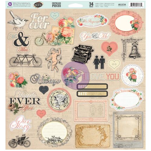 Prima Marketing Inc - Something Blue Collection - Chipboard Pieces 12"x12"