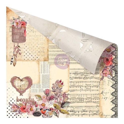 Prima Marketing Inc - Rossibelle Collection - Double-Sided Cardstock with Foil 12"X12" - Vintage Memories