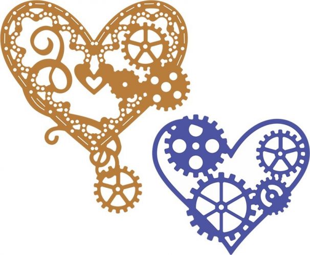 Cheery Lynn Designs Die - Hearts 'n Gears (Set of 2) (Steampunk Series)