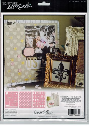 Teresa Collins Designs - Signature Essentials 8x10 Pack of 3 Stencils - Love You