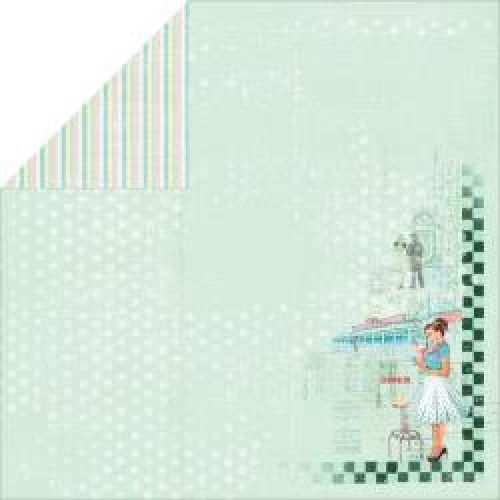 Fabscraps - Milkshake Chic - Lime - 12" x 12" Double Sided Patterned Paper