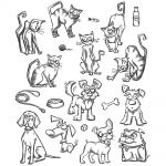 Tim Holtz - Collection - Stampers Anonymous - Cling Rubber Stamp Set 7"X8.5"- Mini Cats & Dogs