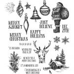 Tim Holtz - Collection - Stampers Anonymous - Cling Rubber Stamp Set 7"X8.5"- Holiday Drawings
