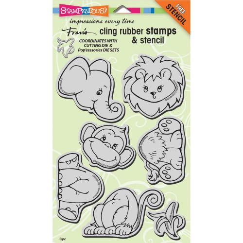 Stampendous - Cling Stamps & Stencil 5"X7" - Jungle Friends