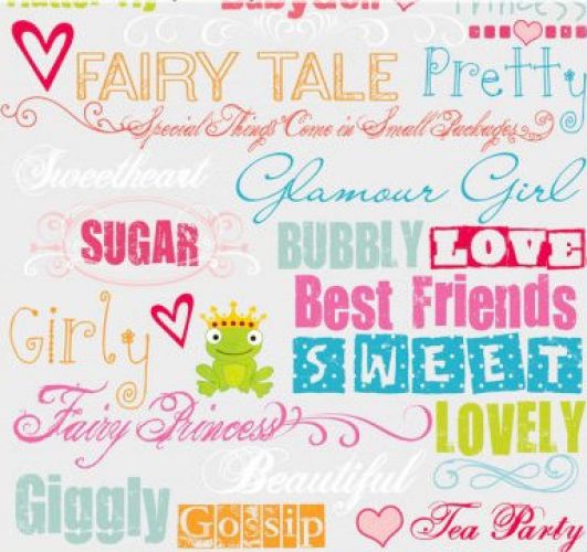Fancy Pants - Girl Phrases Rub-ons - 8" x 8"