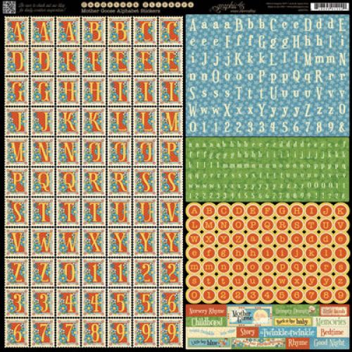 Graphic 45 - Mother Goose - Alphabet Stickers 12"x12"