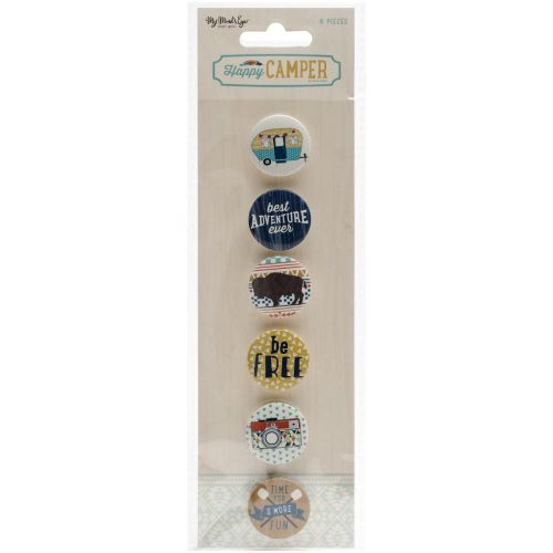 My Minds Eye - Happy Camper - Flair Buttons 6/Pkg
