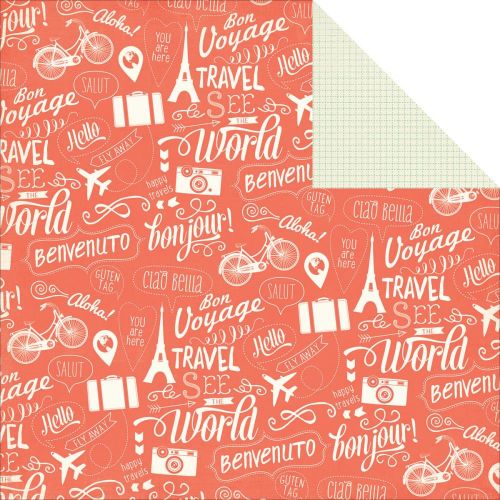 My Minds Eye - Hello World - Beauty "Bonjour" Double-Sided Cardstock 12"X12"