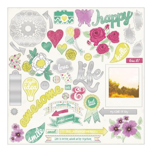 My Mind's Eye - Sherbet Jubilee Collection - Peace 12x12 Chipboard