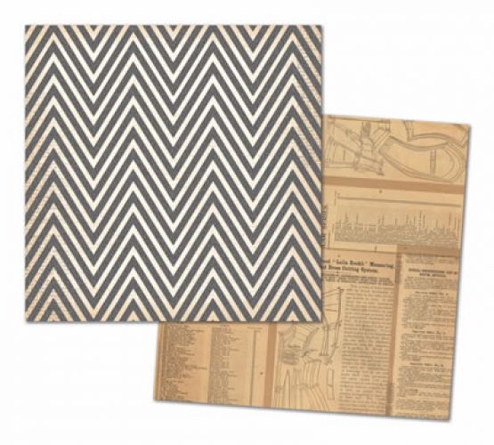 My Mind's Eye - Lost & Found - Record It - Antique - By Jen Allyson - 12x12" Double Sided Patterned Glittered Paper - Charming