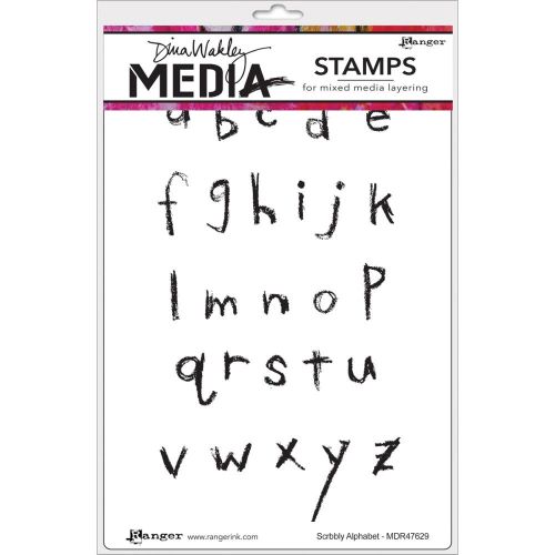 Ranger - Dina Wakley Media - Cling Stamps 6"X9" - Scribbly Alphabet