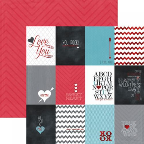 My Mind's Eye - Cupids Arrow No.14 - 12"x12" Foiled, Double Sided Cardstock Paper - Love Journal Cards