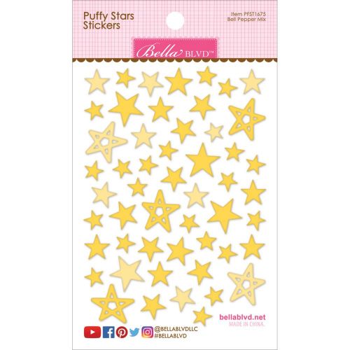 Bella Blvd - Puffy Stars Stickers 4.25"X6" - Bell Pepper Mix