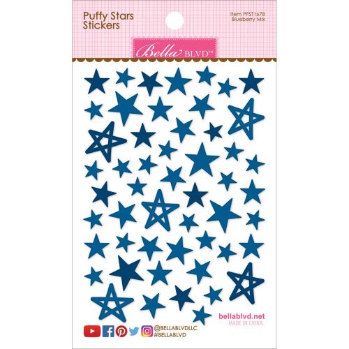 Bella Blvd - Puffy Stars Stickers 4.25"X6" - Blueberry Mix