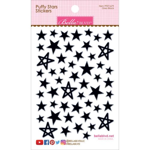 Bella Blvd - Puffy Stars Stickers 4.25"X6" - Oreo Black