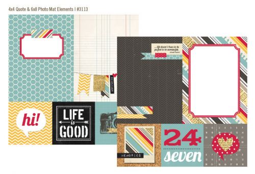 Simple Stories - 24/Seven - 12" x 12" - 4 x 4 Quote / 6 x 8 Photo Mat Elements