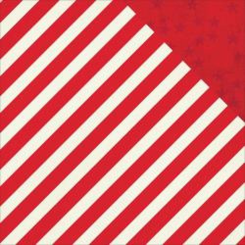 Simple Stories - Claus & Co Double-Sided Cardstock 12"X12" - Red Stripe/Stars Simple Basic