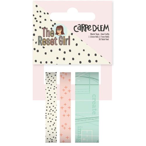 Simple Stories - Carpe Diem - The Reset Girl Washi Tape 36' Total - Sew Crafty, (1) 15mm & (2) 7mm