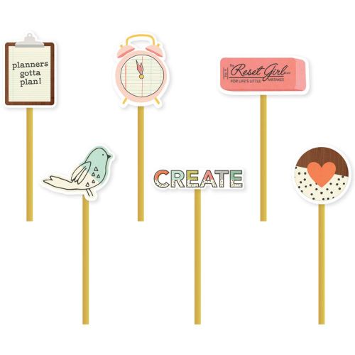 Simple Stories - Carpe Diem - The Reset Girl Decorative Clips 6/Pkg