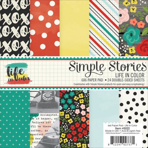 Simple Stories - Life in Color Double-Sided Paper Pad 6"X6" 24/Pkg