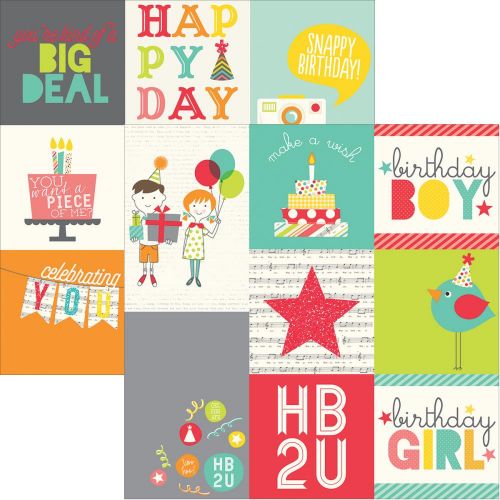 Simple Stories - Let's Party Double-Sided Elements Cardstock 12"X12" - 4"X4" & 4"X6" Vertical Journaling Cards