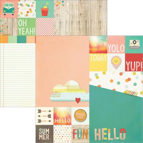 Simple Stories - Summer Vibes - 12"X12" Double-Sided Cardstock - 2x2 & 6x8 Elements