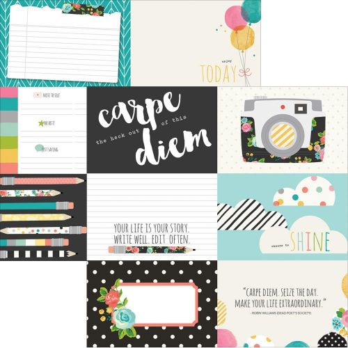 Simple Stories - Carpe Diem Double-Sided Elements Cardstock 12"X12" - 4"X6" Horizontal Journaling Cards