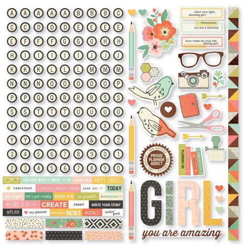 Simple Stories - Carpe Diem - The Reset Girl Cardstock Stickers 12"X12" - Combo
