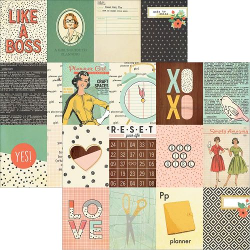 Simple Stories - Carpe Diem - The Reset Girl Foiled Double-Sided Elements Cardstock 12"X12 - 3"X4" Journaling Cards