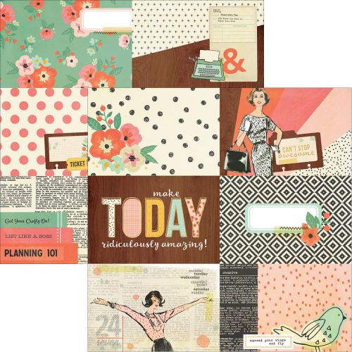 Simple Stories - Carpe Diem - The Reset Girl Foiled Double-Sided Elements Cardstock 12"X12 - 4"X6" Horizontal Journaling Cards