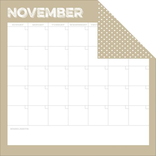 Simple Stories - Life Documented - November Calendar Designer Cardstock