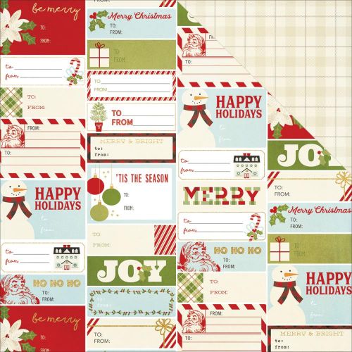 Simple Stories - Classic Christmas - Foiled Double-Sided Cardstock 12"X12" - Holiday Wishes