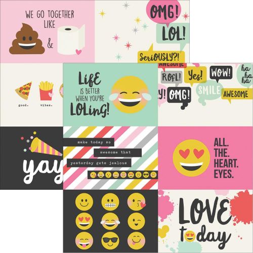 Simple Stories - Emoji Love - Double-Sided Elements Cardstock 12"X12" - 4"X6" Horizontal Journaling Cards