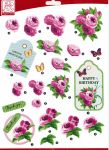 Sullivans - 3D Die-Cut Decoupage Sheet 8.3"X11.69" - Flowers Happy Birthday