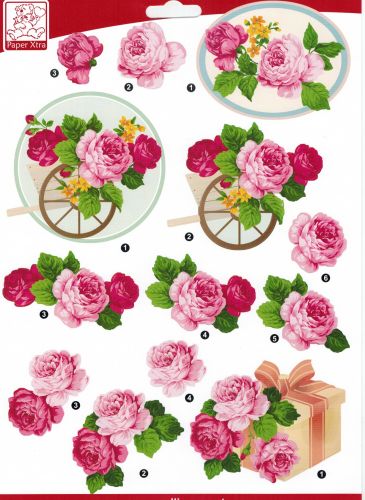 Sullivans - 3D Die-Cut Decoupage Sheet 8.3"X11.69" - Flowers Roses