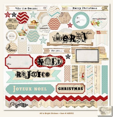 My Minds Eye - All Is Bright - 12x12 Sticker Accessories Sheet