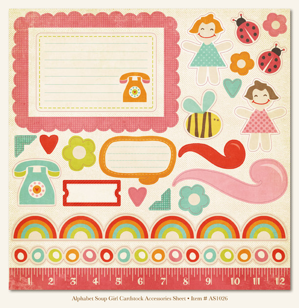 My Minds Eye - Alphabet Soup - Girl Cardstock Accessories Sheet