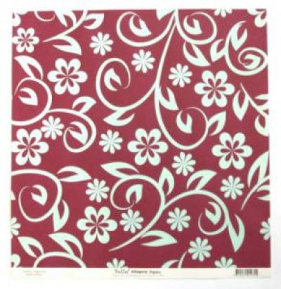 Bella - Allegory - Paper - Flocked Paper - Maroon and Green