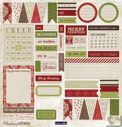 Teresa Collins - Christmas Cottage - 12 x 12 Die Cut Accessories Sheet
