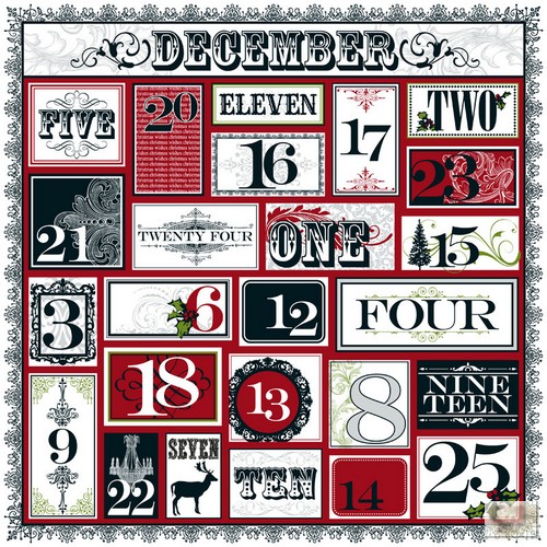 Teresa Collins - Christmas Home - Christmas Calendar -12 x 12 Patterned Paper