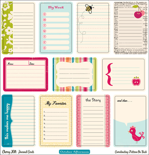 October Afternoon - Cherry Hill - Die Cuts - Journaling Cards