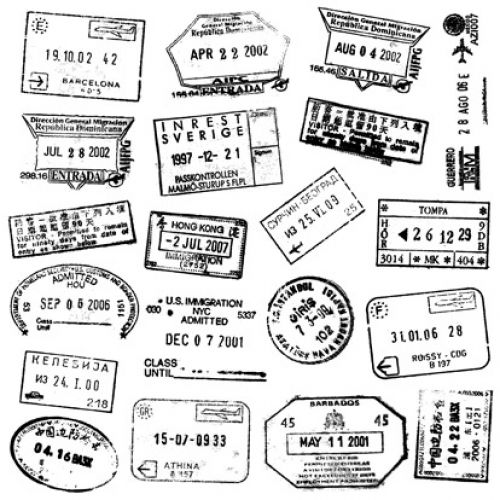 Impression Obsession - Cover-A-Card - Cling Mount Rubber Stamp - Passport Stamps