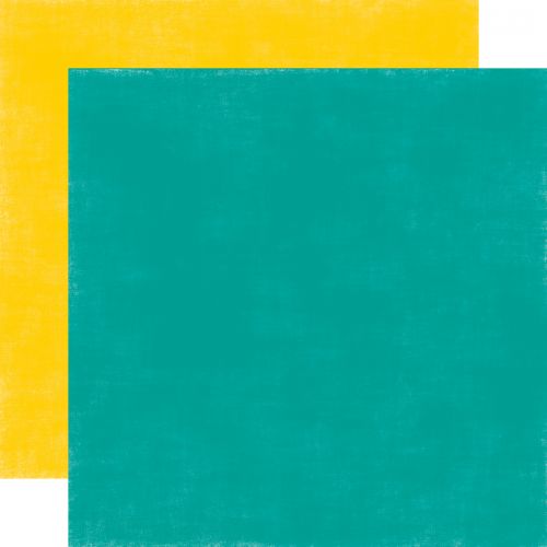 Echo Park - Little Girl -Teal/Canary Distressed Solid Paper