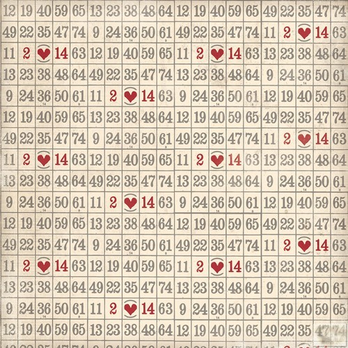 My Minds Eye - Love Me - 12 x 12 Paper - Numbers Grid