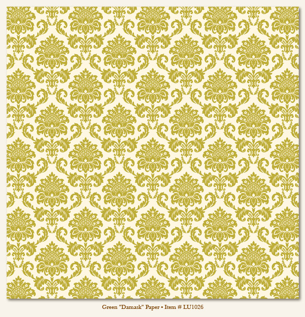 My Minds Eye - Lush - Green Damask Paper